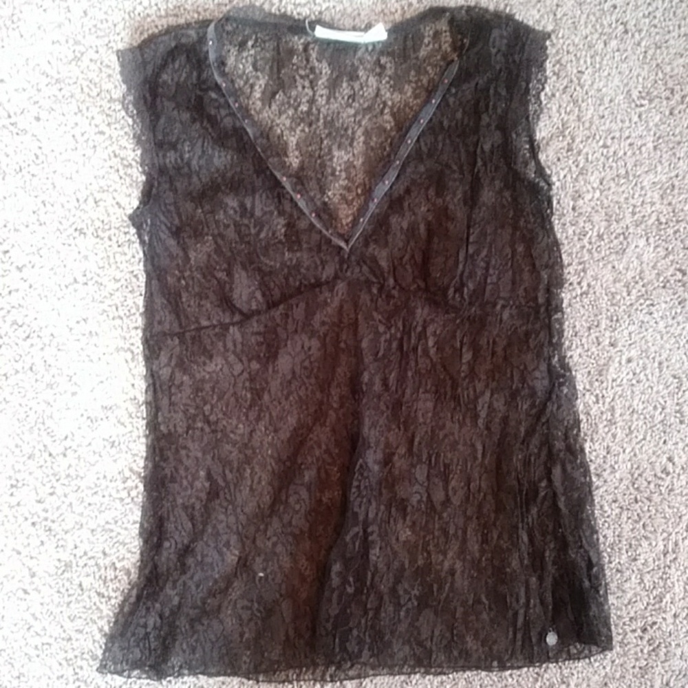 Grunge DKNY Black Lace Shirt